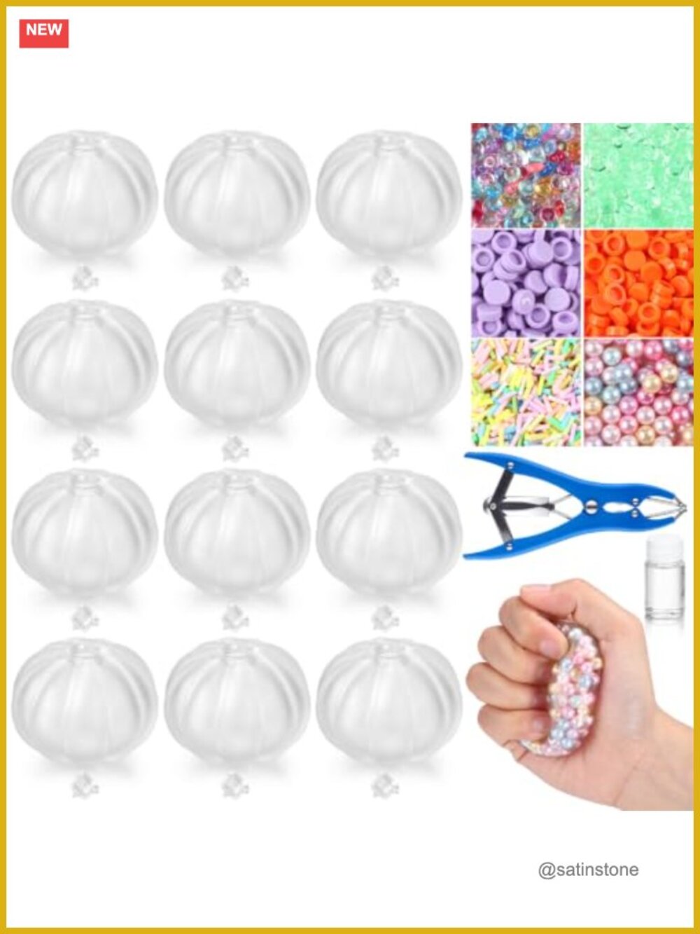 DIY Squeeze Stress Ball Making Kit 12 Set Pumpkin Shape TPR Sensory Toy